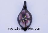 LP80 11*26*54mm leaf inner flower lampwork glass pendants