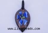 LP82 12*27*56mm leaf inner flower lampwork glass pendants