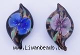 LP85 14*27*50mm leaf inner flower lampwork glass pendants