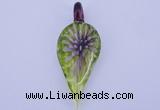 LP89 11*26*65mm leaf inner flower lampwork glass pendants