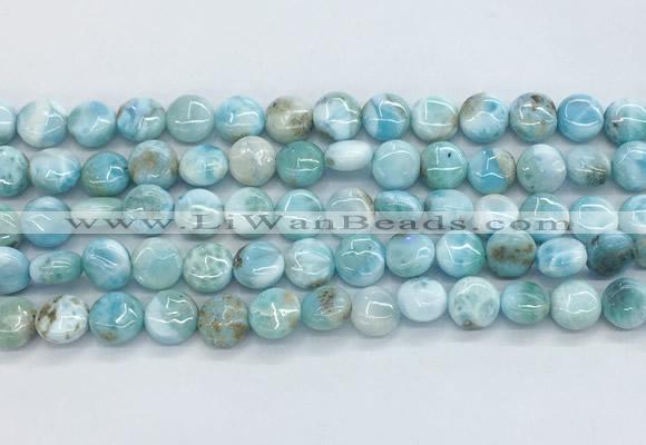 LRBS05 15 inches 10mm flat round larimar gemstone beads wholesale