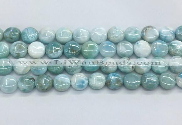 LRBS06 15 inches 12mm flat round larimar gemstone beads wholesale