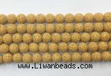 LVBS03 6mm, 8mm, 10mm, 12mm, 14mm, 16mm, 18mm & 20mm round yellow lava beads