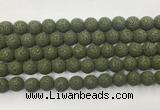 LVBS07 6mm, 8mm, 10mm, 12mm, 14mm, 16mm, 18mm & 20mm round dark green lava beads