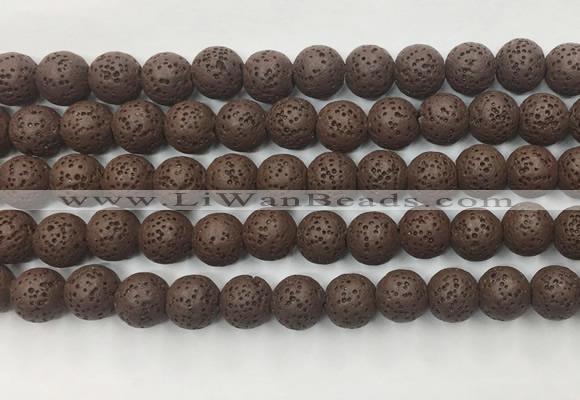 LVBS10 6mm, 8mm, 10mm, 12mm, 14mm, 16mm, 18mm & 20mm round brown lava beads