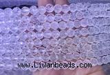 NCBS05 15 inches 8mm carved rose flower white crystal beads wholesale