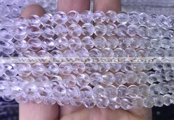 NCBS09 15 inches 6mm carved S shape white crystal beads wholesale