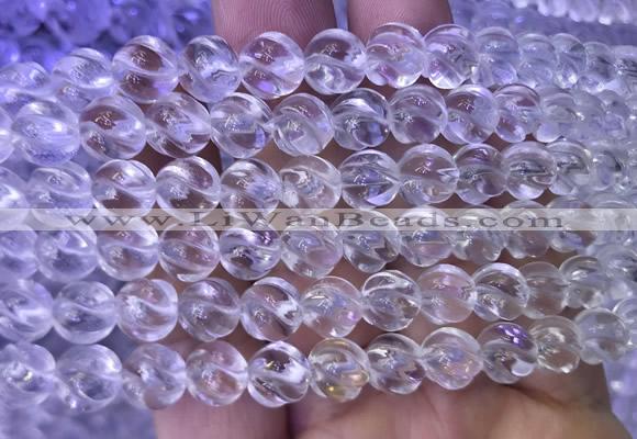 NCBS10 15 inches 8mm carved S shape white crystal beads wholesale