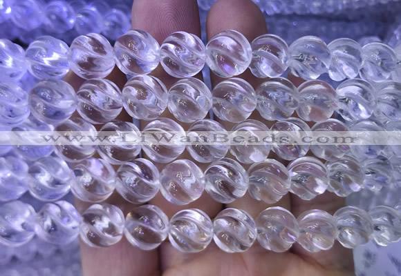 NCBS11 15 inches 10mm carved S shape white crystal beads wholesale