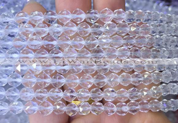 NCBS14 15 inches 6mm faceted round white crystal beads wholesale