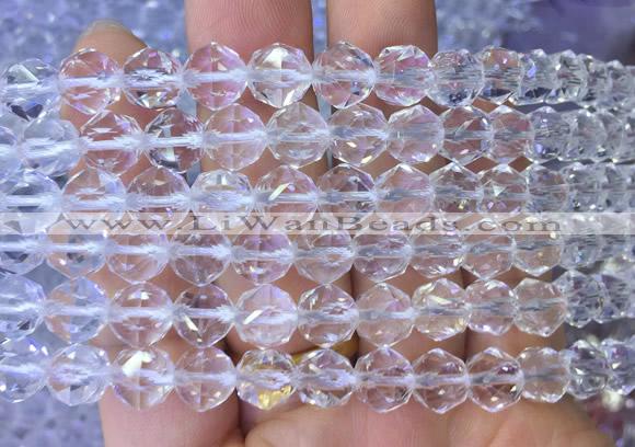 NCBS15 15 inches 8mm faceted round white crystal beads wholesale