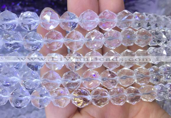 NCBS16 15 inches 10mm faceted round white crystal beads wholesale