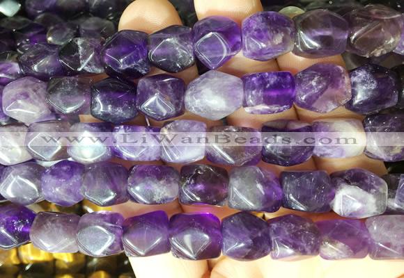 NGBS134 15 inches 9*11mm faceted nuggets amethyst gemstone beads