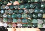 NGBS145 15 inches 9*11mm faceted nuggets indian agate gemstone beads