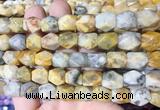 NGBS154 15 inches 9*11mm faceted nuggets yellow crazy agate gemstone beads