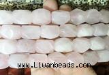 NGBS159 15 inches 13*18mm faceted nuggets rose quartz gemstone beads