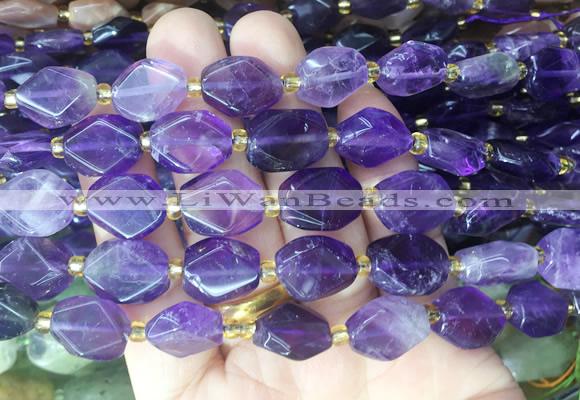 NGBS190 15 inches 10*14mm - 12*16mm faceted freeform amethyst beads