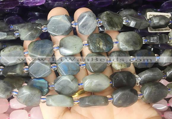 NGBS193 15 inches 10*14mm - 12*16mm faceted freeform labradorite beads