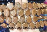 NGBS201 15 inches 10*14mm - 12*16mm faceted freeform golden sandstone beads