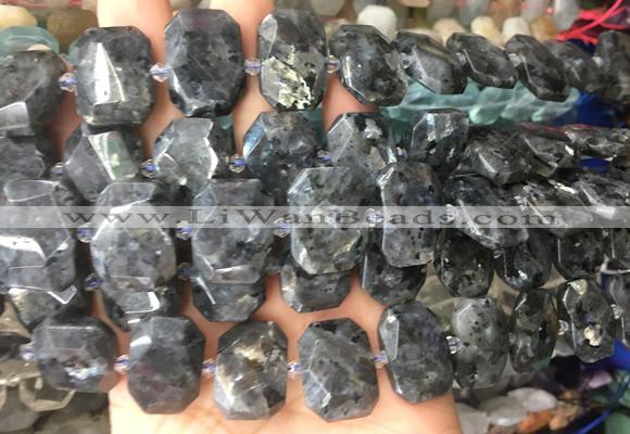 NGBS78 15 inches 13*18mm - 15*20mm faceted freeform black labradorite beads