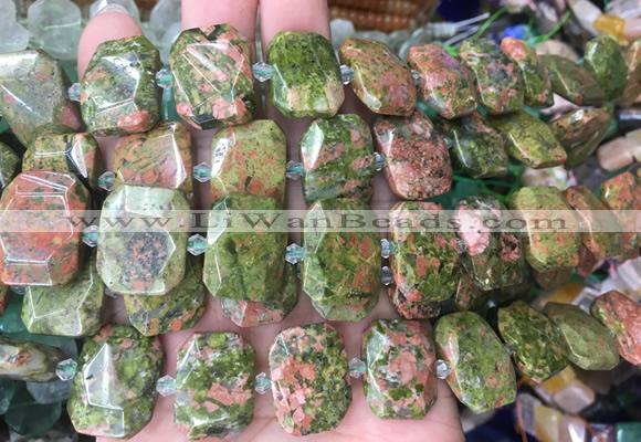 NGBS83 15 inches 13*18mm - 15*20mm faceted freeform unakite beads