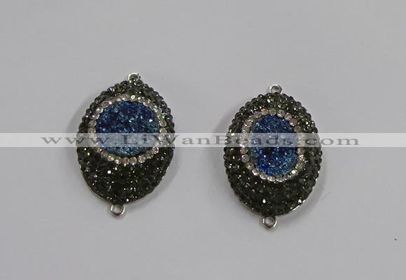 NGC1110 25*35mm oval druzy agate connectors wholesale