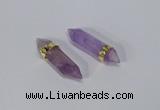 NGC1128 8*40mm - 10*35mm sticks amethyst connectors wholesale