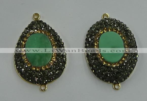 NGC1133 25*35mm freeform Australia chrysoprase connectors wholesale