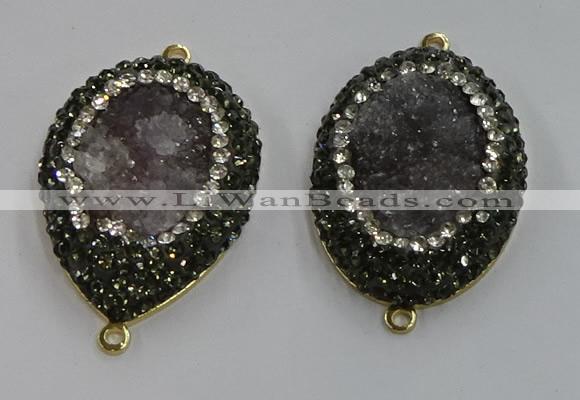 NGC1146 25*35mm freeform druzy agate connectors wholesale