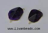 NGC1154 20*30mm - 30*35mm freeform amethyst gemstone connectors