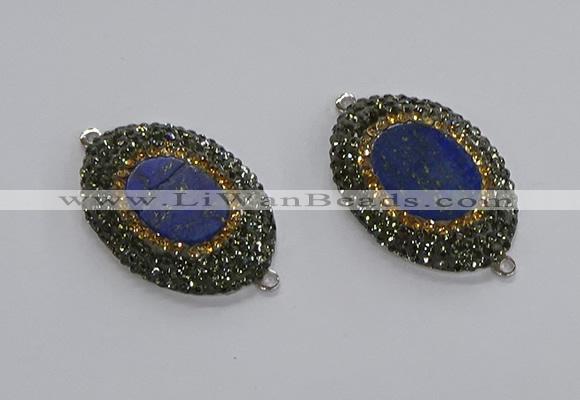 NGC1160 25*35mm oval lapis lazuli gemstone connectors wholesale