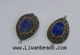 NGC1161 25*35mm teardrop lapis lazuli gemstone connectors wholesale