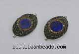 NGC1164 25*35mm oval lapis lazuli gemstone connectors wholesale