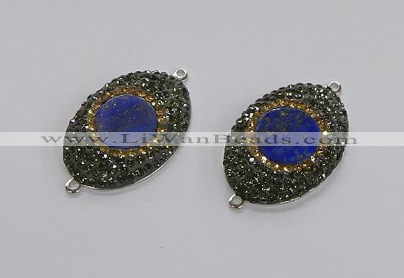 NGC1164 25*35mm oval lapis lazuli gemstone connectors wholesale