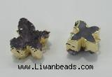 NGC121 20*25mm - 25*35mm butterfly druzy amethyst connectors