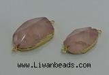 NGC1276 18*25mm - 30*35mm freeform rose quartz connectors