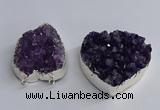 NGC1322 45*50mm - 50*60mm heart druzy amethyst connectors