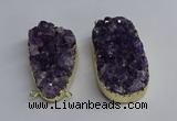 NGC1323 35*50mm - 40*60mm freeform druzy amethyst connectors