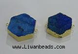 NGC1331 30*30mm - 35*35mm hexagon druzy agate connectors