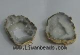 NGC136 30*40mm - 35*45mm freeform plated druzy agate connectors