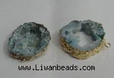 NGC139 30*40mm - 35*45mm freeform plated druzy agate connectors