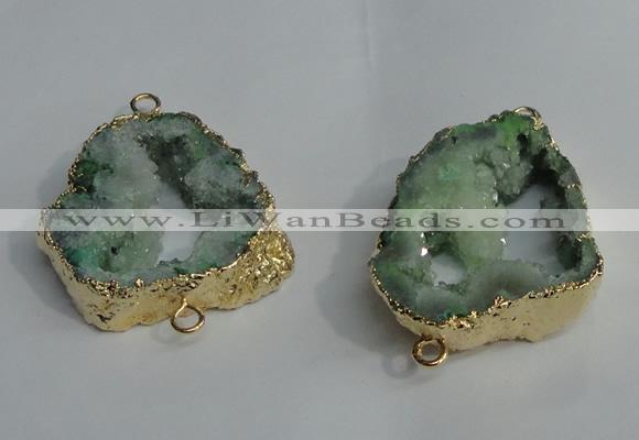 NGC140 30*40mm - 35*45mm freeform plated druzy agate connectors