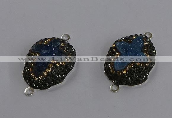 NGC1418 18*25mm freeform druzy agate connectors wholesale