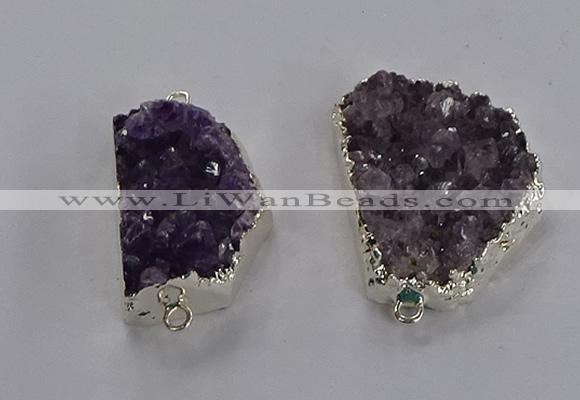 NGC1435 20*25mm - 25*30mm freeform druzy amethyst connectors