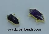 NGC1453 10*24mm - 14*35mm hexagon amethyst connectors wholesale