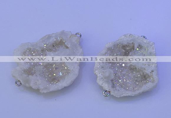 NGC1470 28*35mm - 40*45mm freeform plated druzy agate connectors