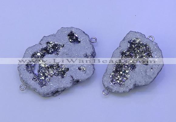 NGC1472 28*35mm - 40*45mm freeform plated druzy agate connectors