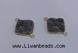 NGC1537 18*18mm diamond druzy quartz gemstone connectors wholesale