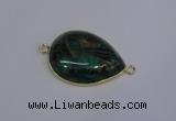 NGC1550 22*30mm teardrop malachite & pyrite gemstone connectors