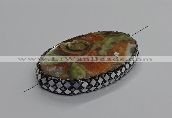 NGC1760 40*60mm oval ocean agate connectors wholesale